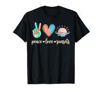 Peace Love Sunsets Lover Beach Women Ocean Summer Plates T-Shirt