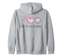 Peace Love Sunshine Retro Pastel Hand Heart Sun Positive Zip Hoodie