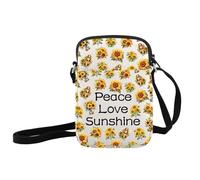 Peace Love Sunshine Shoulder Bag Sunflower Hippie Crossbody Bag Sunflower Lover Gift Summer Lover Gift (Peace Love Sunshine Crossbody)