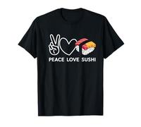Peace Love Sushi Kawaii Nigiri Graphic for Japanese Food Fan T-Shirt