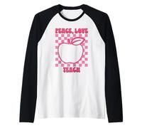 Peace Love Teach Back To School Teacher Raglan Baseball Tee