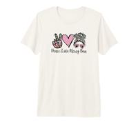 Peace Love Teaching with Messy Bun Funny Teacher Quote Premium T-Shirt