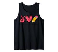 Peace Love Testing Day Leopard Pencil Test Day Teacher Tank Top