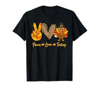 Peace Love Turkey Little Pilgrim Thanksgiving Womens Girls T-Shirt