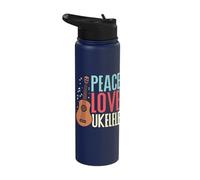 Peace Love Ukulele Stainless Steel Insulated Water Bottle