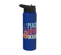 Peace Love Ukulele Stainless Steel Insulated Water Bottle