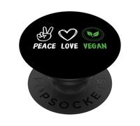 Peace Love Vegan Retro Vegetarian Plant Based Lifestyle PopSockets Adhesive PopGrip