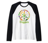 Peace, Love & Veggies - Healthy, Vegan, Animals, Vegetarian Raglan Baseball Tee