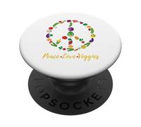 Peace Love Veggies - Vegan, Vegetarian, Animals, No to War PopSockets Adhesive PopGrip