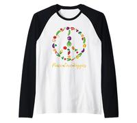 Peace Love Veggies - Vegan, Vegetarian, Animals, No to War Raglan Baseball Tee