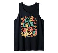 Peace Love Wakeboarding 60s 70s Hippie Retro Wakeboarder Tank Top
