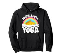 Peace Love & Yoga Mat Rainbow Hippie Retro Yoga Pullover Hoodie