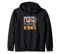 Peace Made Possible By Donuts Funny Concentration Zip Hoodie