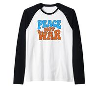 Peace Not War Retro Groovy 70s Hippie Aesthetic Typography Raglan Baseball Tee