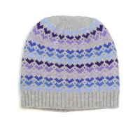 Peace of Mind Grey and Blue Hearts Pattern Beanie Hat