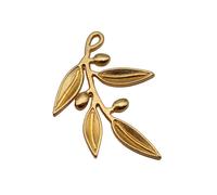 Peace Olive Charms For Bead Stringing Works, 39x30mm, Gold Color, 5 Pieces