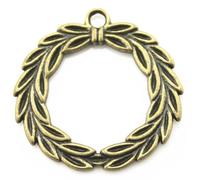 Peace Olive Charms For Tassel Jewelry Making, 34x35mm, Antique Bronze Color, 3 Pieces