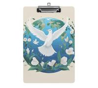 Peace on Earth Clipboard, A4 Acrylic Clipboard with Hanging Hole, Ultra-Light Clip Board - Holds 100 Sheets, Shatterproof Document Holder for Office, 12.5" X 8.5"