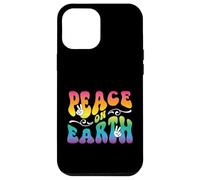 Peace on Earth, Hand Signs, Wavy Bubble Text, Rainbow Colors Case for iPhone 12 Pro Max
