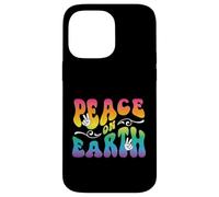 Peace on Earth, Hand Signs, Wavy Bubble Text, Rainbow Colors Case for iPhone 14 Pro Max
