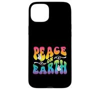 Peace on Earth, Hand Signs, Wavy Bubble Text, Rainbow Colors Case for iPhone 15 Plus