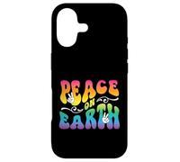 Peace on Earth, Hand Signs, Wavy Bubble Text, Rainbow Colors Case for iPhone 17