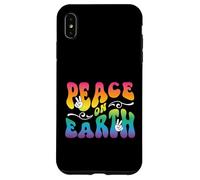 Peace on Earth, Hand Signs, Wavy Bubble Text, Rainbow Colors Case for iPhone XS Max