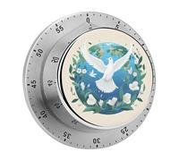 Peace on Earth Magnetic Timer Manual Kitchen Timers for Cooking Cute Egg Timers Loud Countdown Clock Mechanical Countdown Timer for Classroom Gym Baking Exercise Study Workout Clock