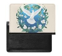 Peace on Earth Passport Holder with 3 Card Slots, Portable PU Leather Travel Wallet, Slim Protective Cover for Passport, ID, Credit Cards