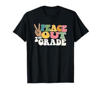 Peace Out 1st Grade Colorful Retro End of School Design T-Shirt
