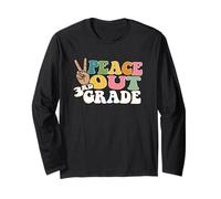 Peace Out 3RD Grade Colorful Retro End of School Design Long Sleeve T-Shirt