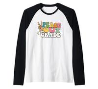 Peace Out 4TH Grade Colorful Retro End of School Design Raglan Baseball Tee