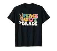 Peace Out 5TH Grade Colorful Retro End of School Design T-Shirt