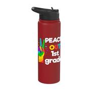Peace Out First 1st Grade Last Day School Graduation Stainless Steel Insulated Water Bottle