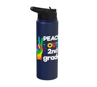 Peace Out Second 2nd Grade Last Day School Graduation Stainless Steel Insulated Water Bottle