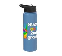Peace Out Second 2nd Grade Last Day School Graduation Stainless Steel Insulated Water Bottle