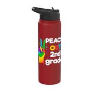 Peace Out Second 2nd Grade Last Day School Graduation Stainless Steel Insulated Water Bottle