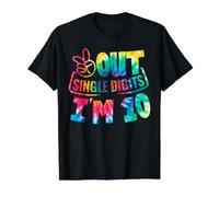 Peace Out Single Digits I'm 10 Digits Tie Dye Birthday Girls Value Graphic T-Shirt, Men, Black, L