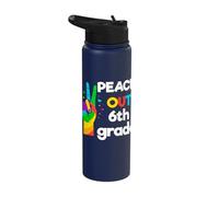 Peace Out Sixth 6th Grade Last Day School Graduation Stainless Steel Insulated Water Bottle