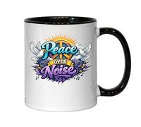 Peace Over Loud Noise Design Ceramic Tea Coffee Mug Black