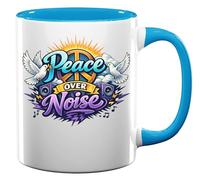 Peace Over Loud Noise Design Ceramic Tea Coffee Mug Light Blue
