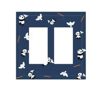 Peace Panda Modern Leather-Textured Dual Rocker Switch Plate Cover â€“ Premium Pc Material Wall Plate for Residential & Commercial Use, Full-Panel Printed Design with Decorative Painted Screws