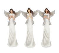 Peace Pray Love Metallic Angel Ornament Set (Pack of 3) Something Different White One Size