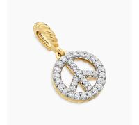 Peace Sign Amulet in 18ct Yellow Gold with Diamonds, 19mm