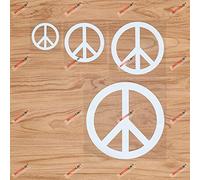 Peace Sign Anti War Symbol Vinyl Decal Sticker - 4 Pack White, 5.1cm, 7.6cm, 10.2cm, 15.2cm - No Background for Car Boat Laptop Cup Phone