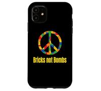 Peace Sign Bricks not Bombs Retro Brick Set Block Builder Case for iPhone 11
