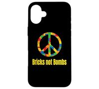 Peace Sign Bricks not Bombs Retro Brick Set Block Builder Case for iPhone 16 Plus