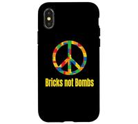 Peace Sign Bricks not Bombs Retro Brick Set Block Builder Case for iPhone X/XS