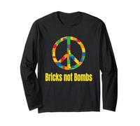 Peace Sign Bricks not Bombs Retro Brick Set Block Builder Long Sleeve T-Shirt