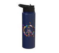 Peace Sign Butterfly Hippie Retro 60s 70s Costume Vintage Stainless Steel Insulated Water Bottle